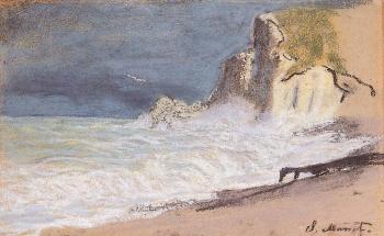 Claude Oscar Monet : Etretat, Amont Cliff, Rough Weather